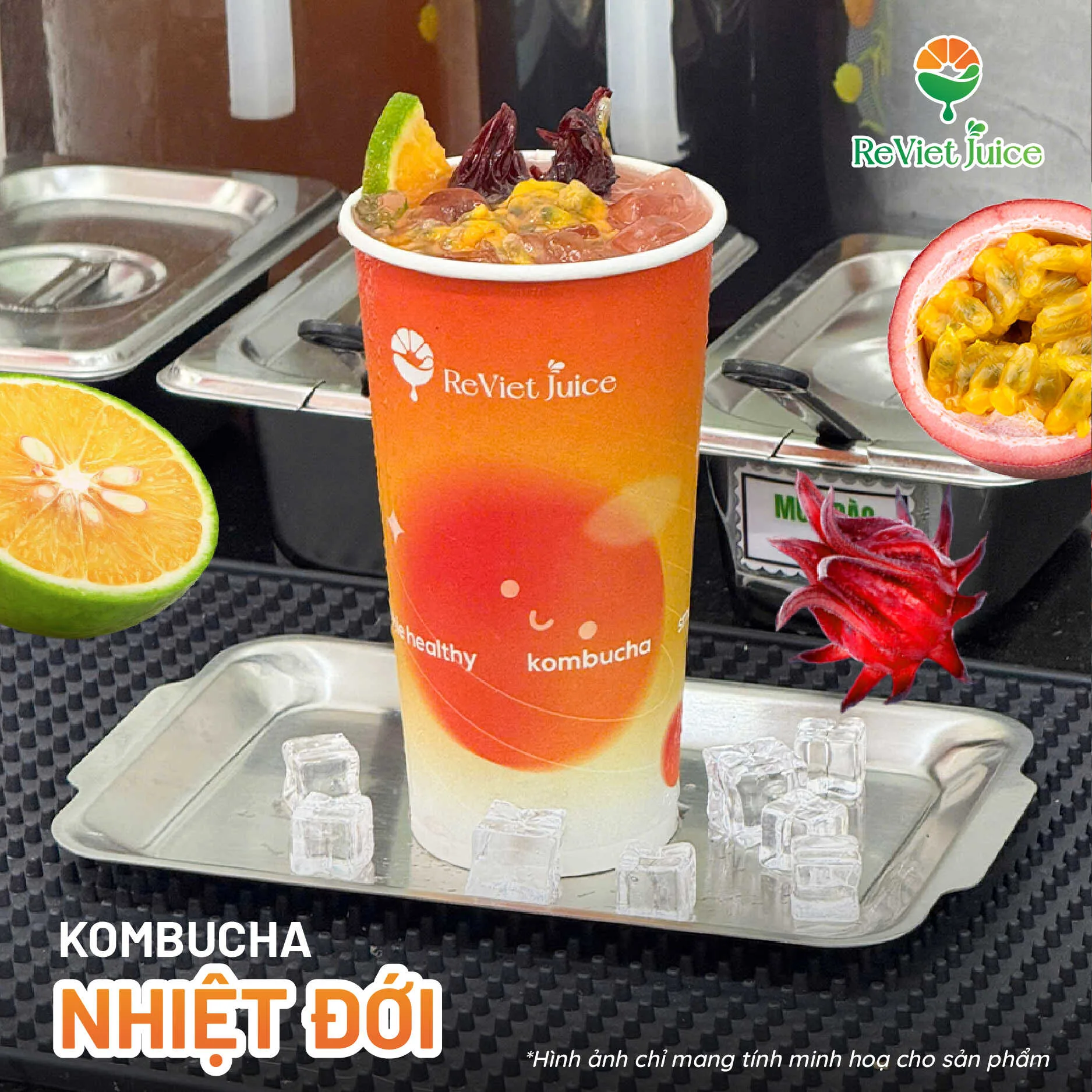 Menu trà Kombucha của nhà ReViet Juice