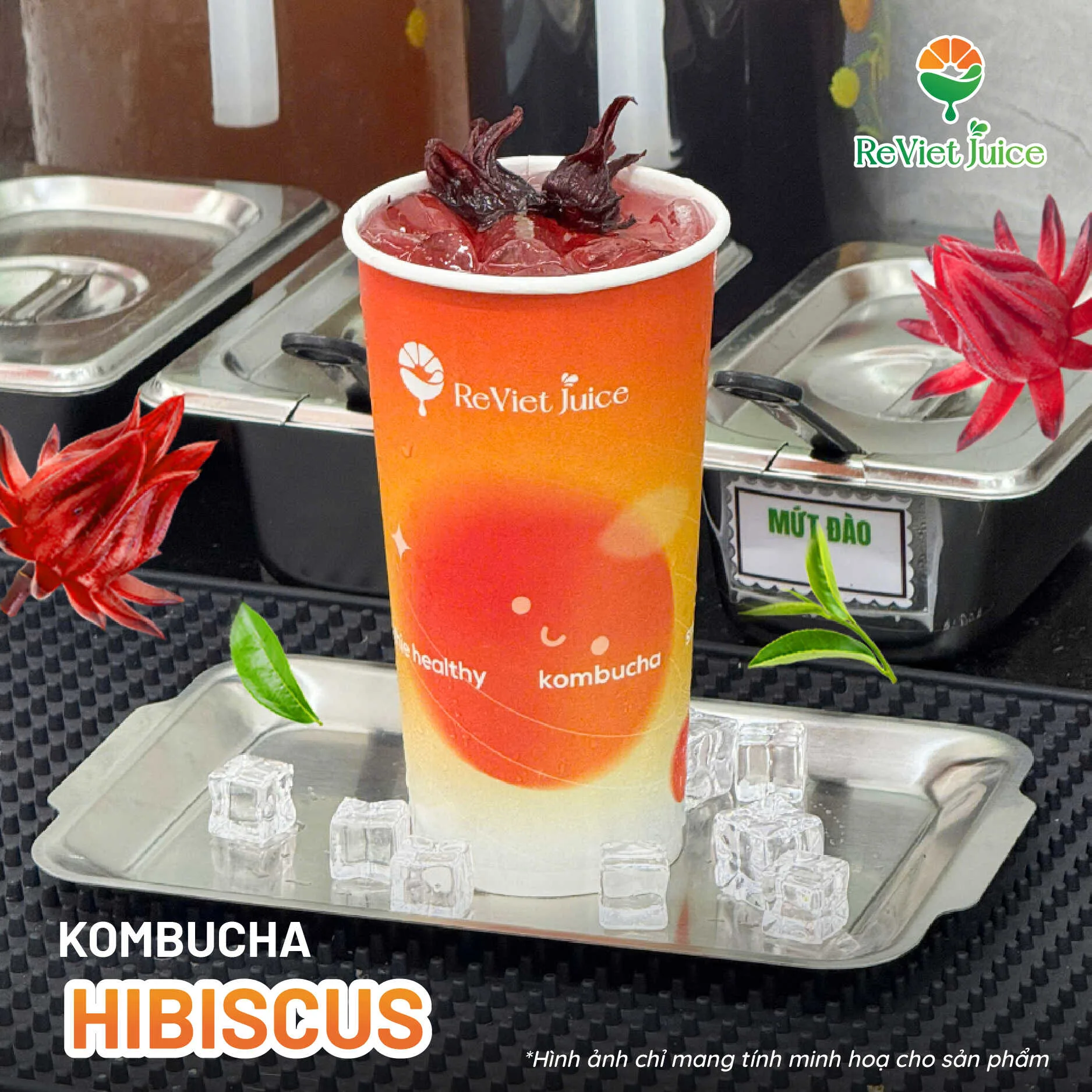 Menu trà Kombucha của nhà ReViet Juice