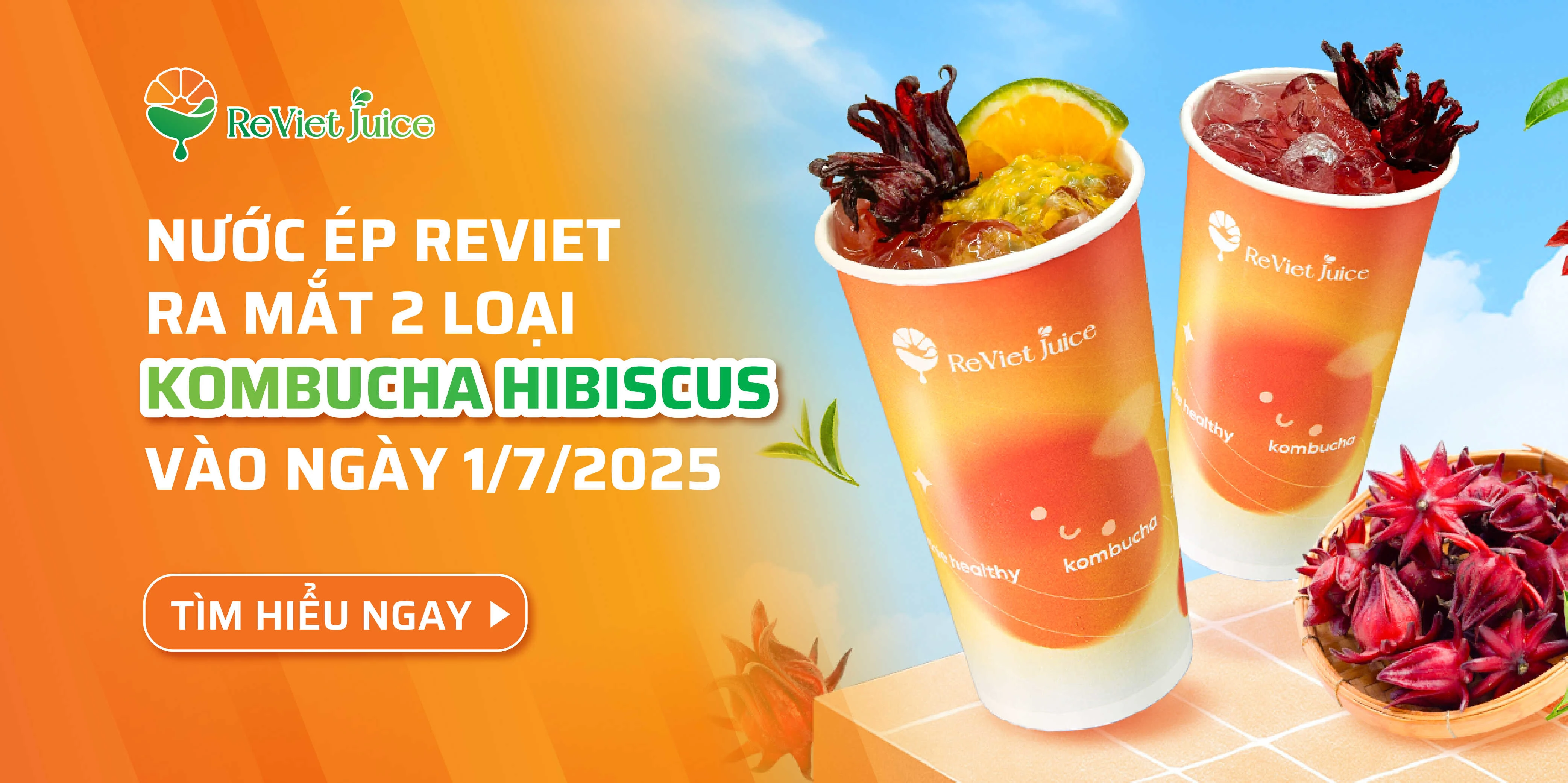 Nước ép ReViet chính thức ra mắt 2 loại Kombucha Hibiscus vào ngày 1/7/2025