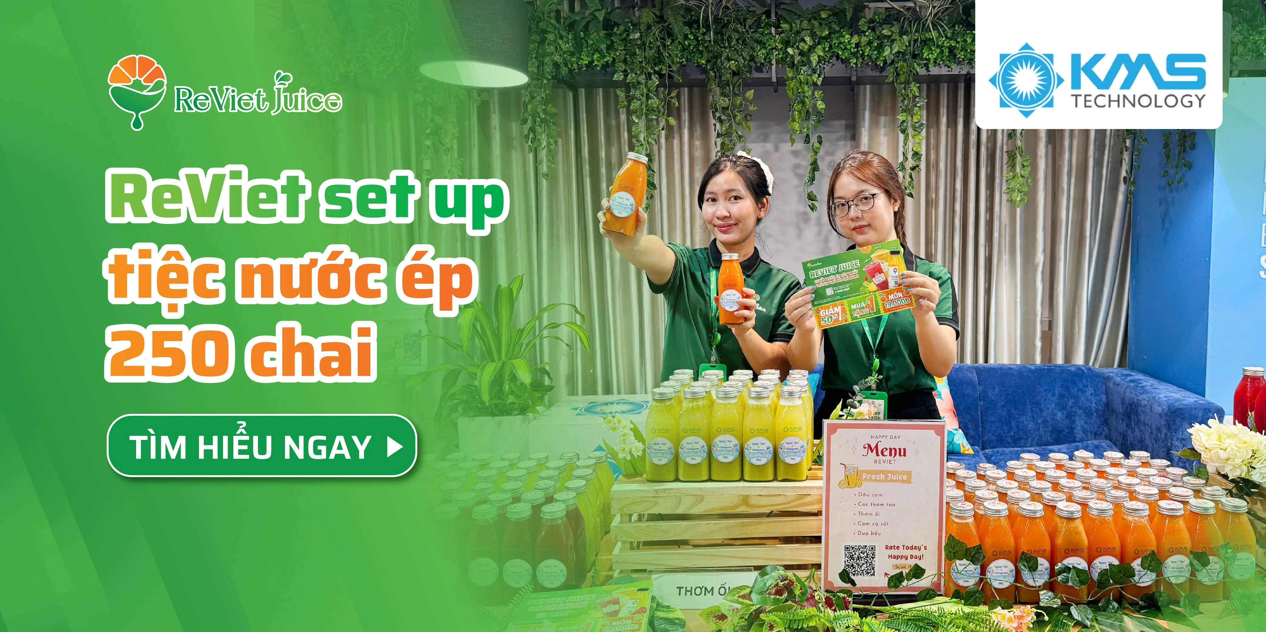 Nước ép ReViet set up tiệc 250 chai nước ép