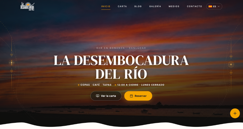 Página principal y cabecera web de La Desembocadura del Río