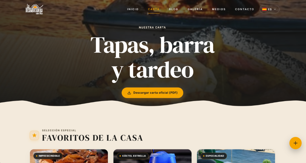 Carta digital interactiva y favoritos de la casa