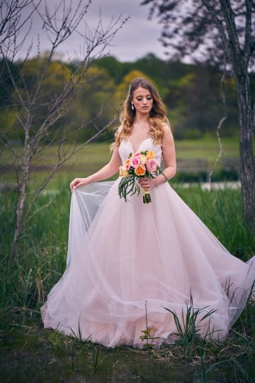 A bride in a white dress