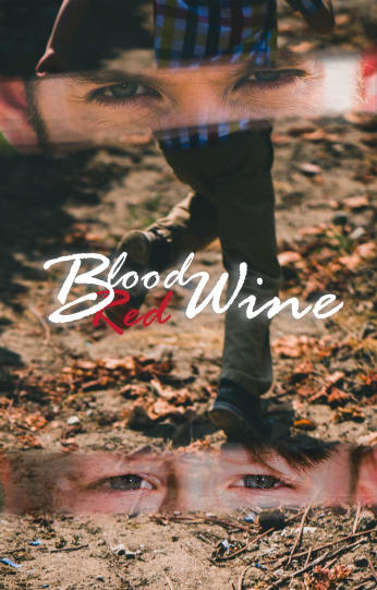 Poster artwork for Blood Red Wine, with a walking figure, overlaid eyes, and the title text.