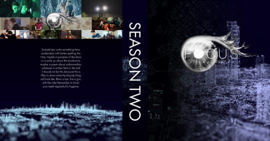 Full box art for Focus Season 2, built from a collage of images, type, and an eye graphic.