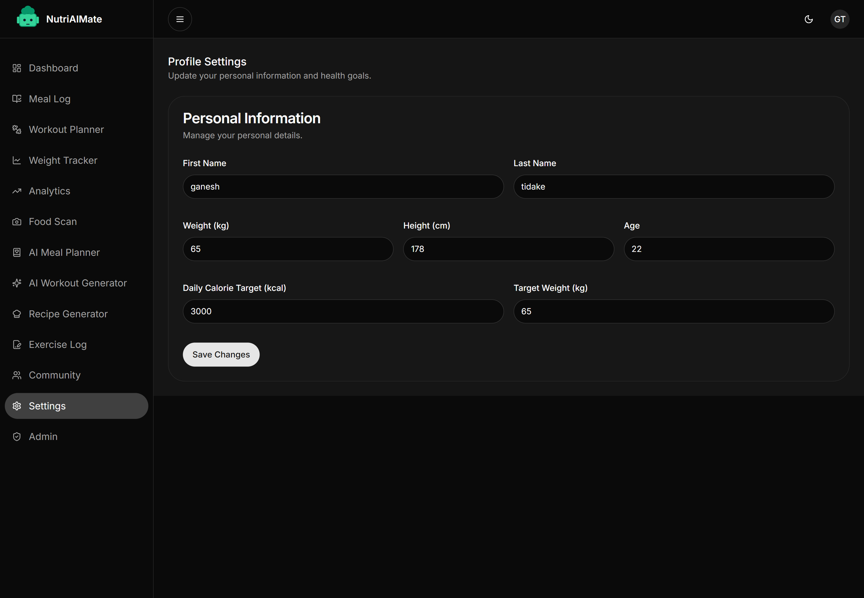 Profile Settings