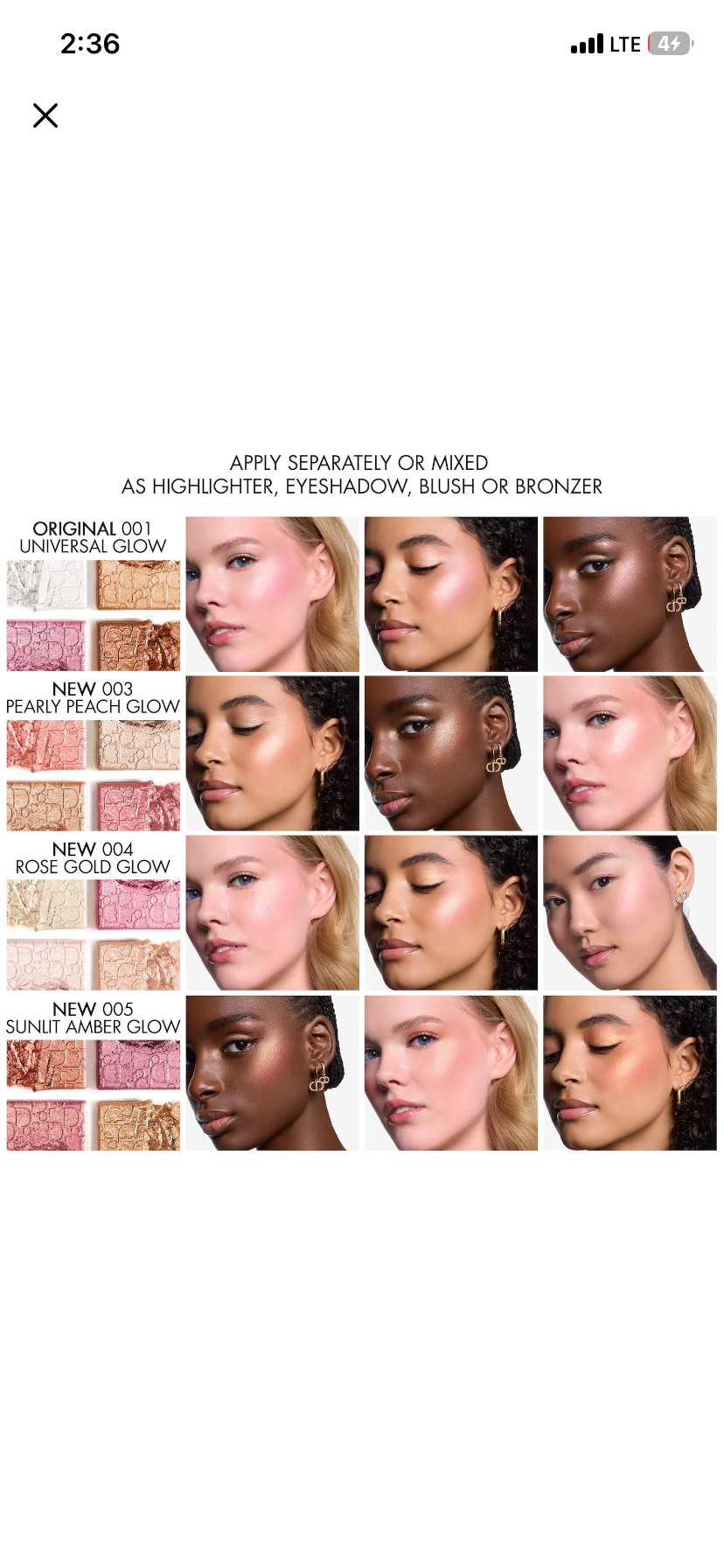 Dior face backstage glow face palette
