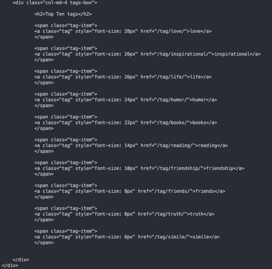 HTML source code