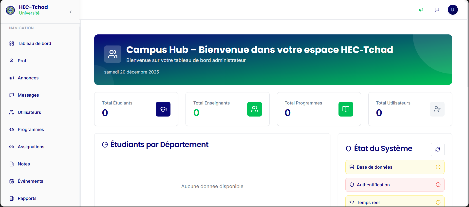 Campus Hub — La gestion académique unifiée — projet applications web réalisé par Sougui Web Agency