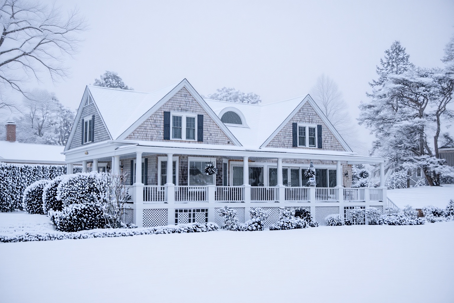 雪景氛围中的房屋