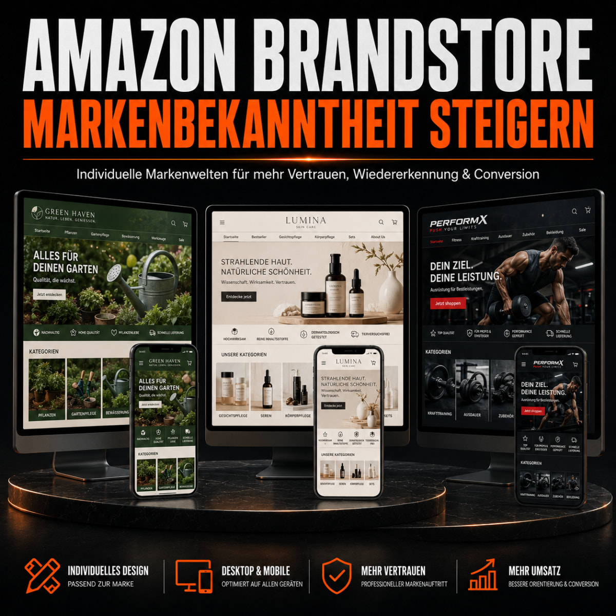 Visuelle Markenentwicklung für Deinen Amazon Auftritt – damit Dein Produkt wiedererkannt wird und Deine Marke professioneller erscheint.