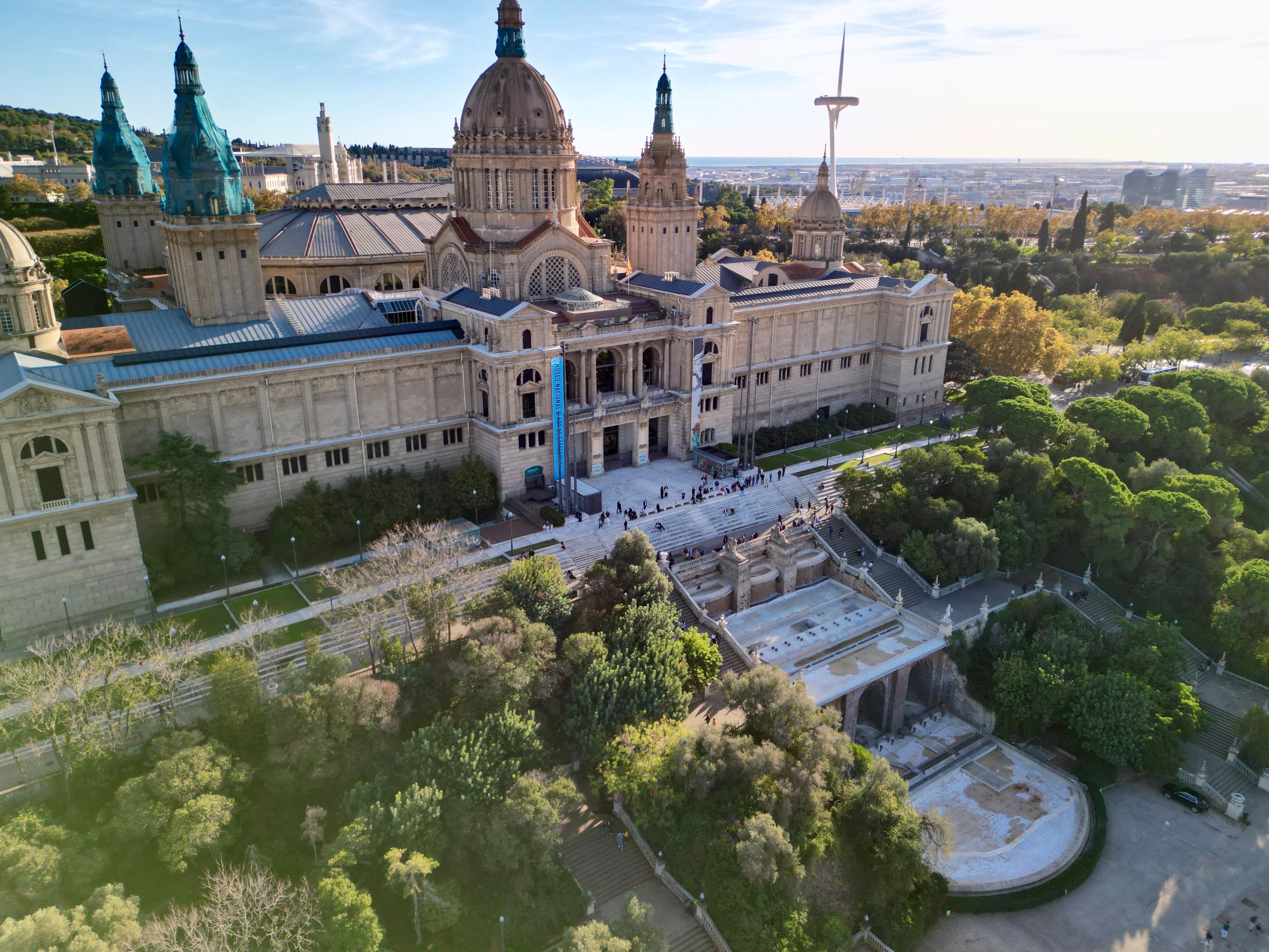 A sweeping Montjuïc view — the MNAC palace, the castle, or the city/harbor panorama from the hill