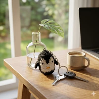 Penguin Crochet Keychain
