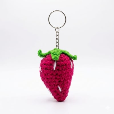 Strawberry Crochet Keychain