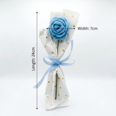 Handmade Crochet Blue Rose Bouquet