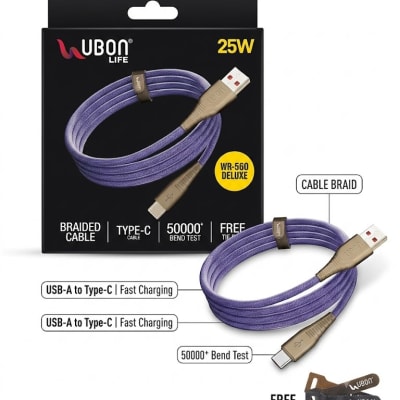 UBON Life Series 25W Type-C Braided Fast Charging & Data Cable
