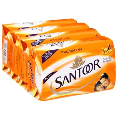 Santoor Sandal & Turmeric Bathing Soap – Pack of 4