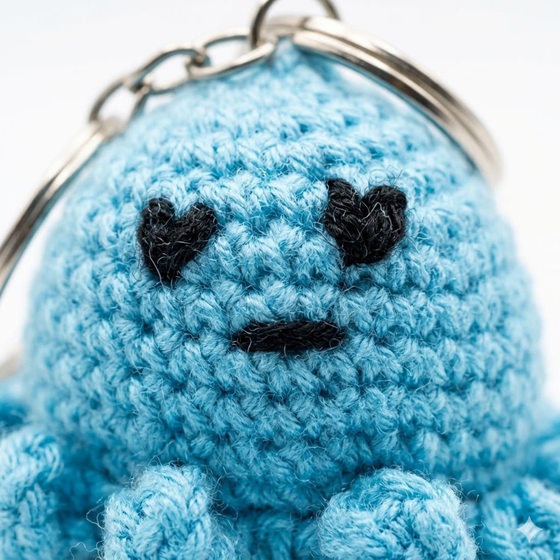 Blue Octopus Crochet Keychain