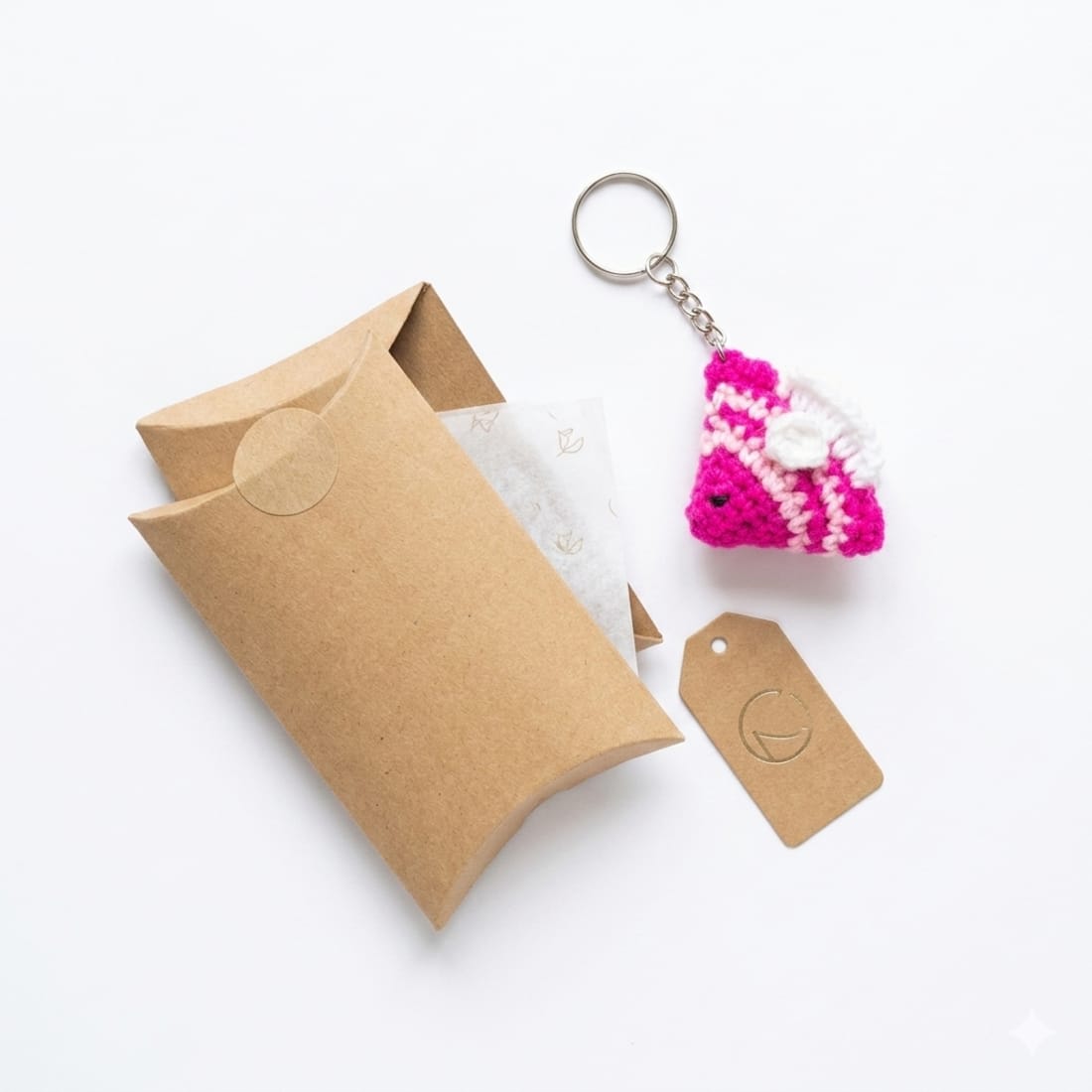 Pink Fish Crochet Keychain