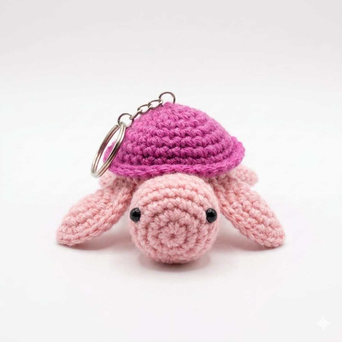 Pink Turtle Crochet Keychain