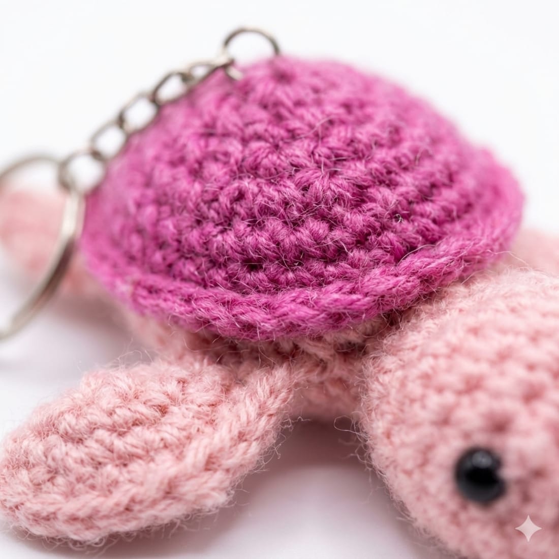 Pink Turtle Crochet Keychain