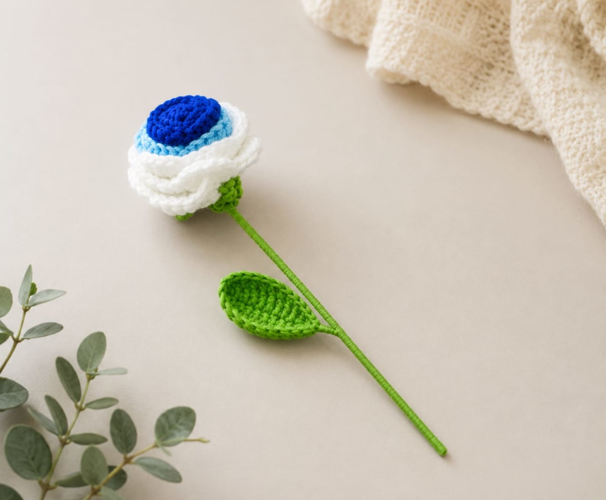 Blue Shaded Rose — Crochet Flower