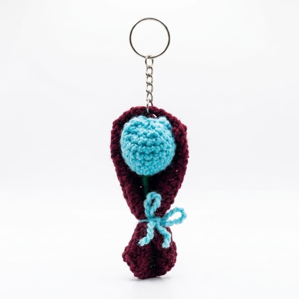 Handmade Crochet Tulip Flower Keychain