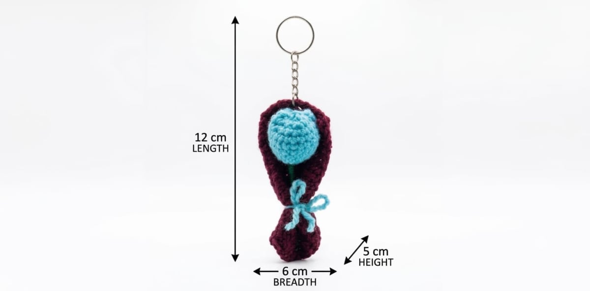 Handmade Crochet Tulip Flower Keychain