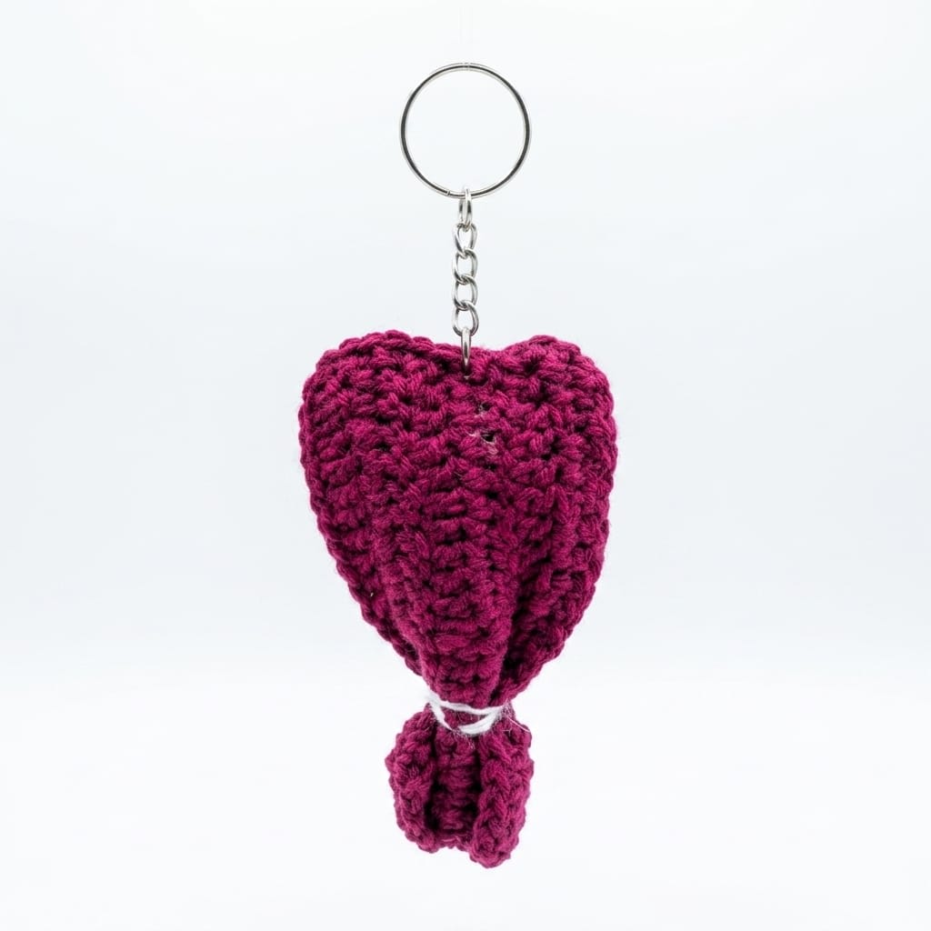 Handmade Crochet Red Rose Bouquet Keychain