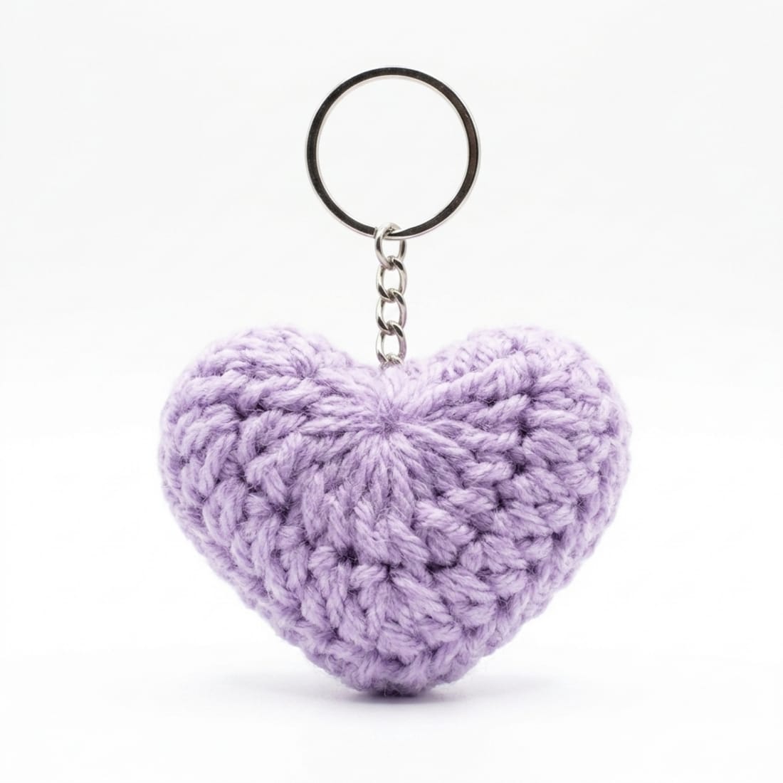 Handmade Crochet Purple Lavender Heart Keychain