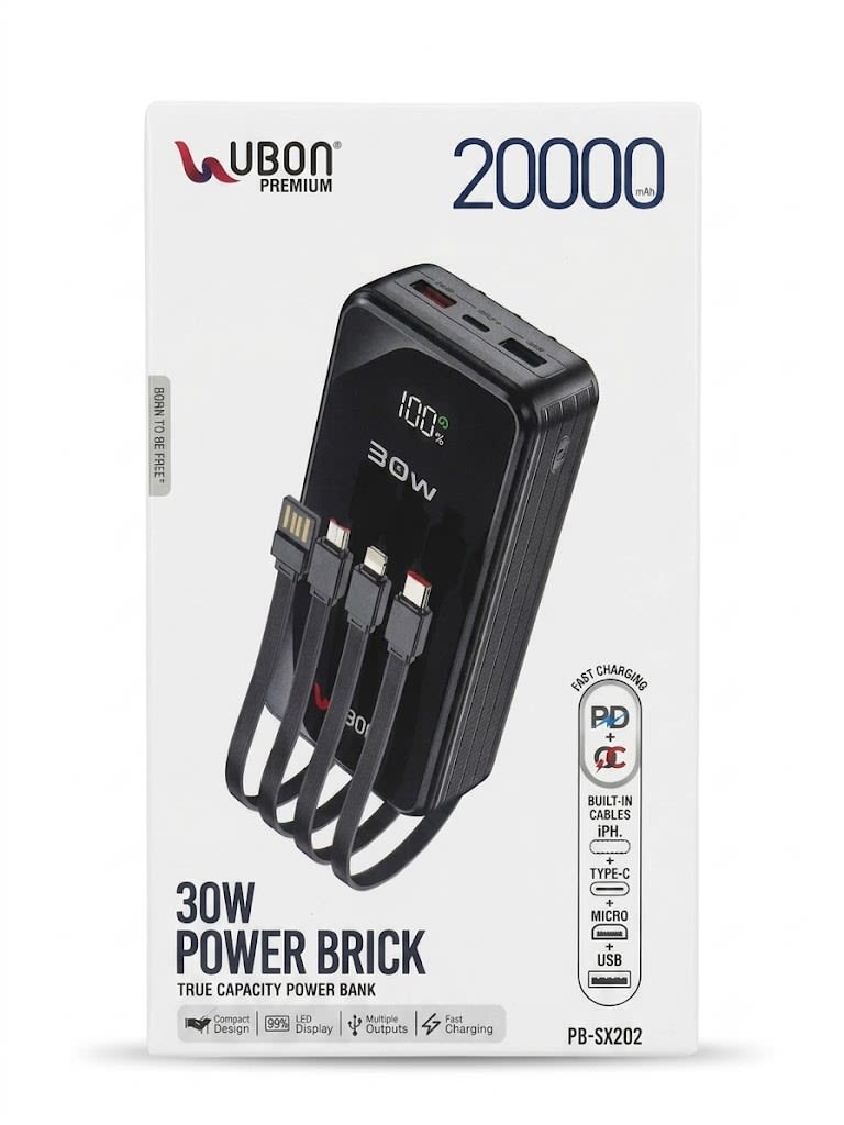 UBON Premium PB-SX202 20000mAh 30W Fast Charging Power Bank