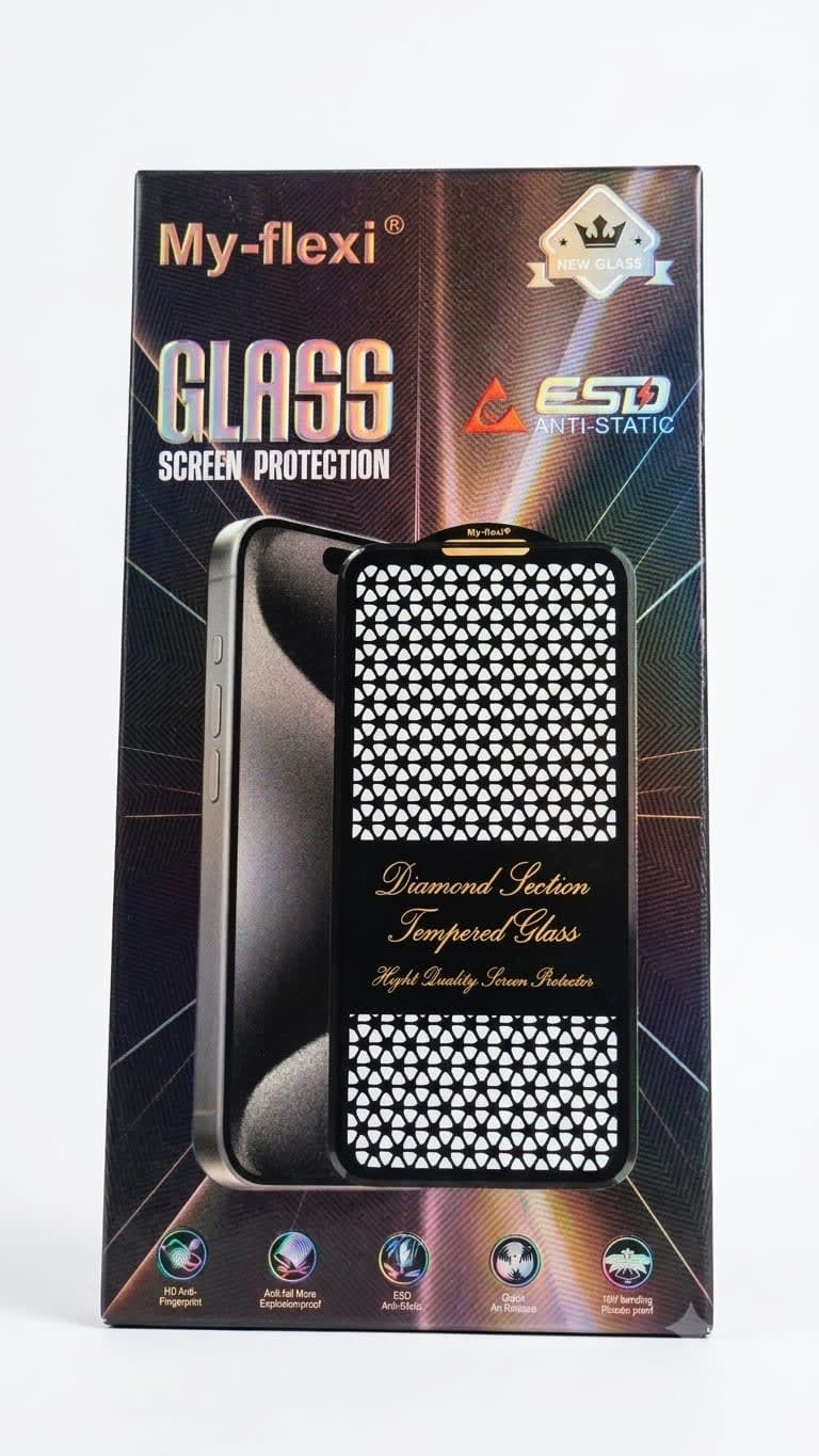 My-flexi Diamond Section ESD Tempered Glass FOR I PHONE 12 & 12 PRO