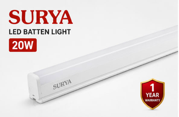 Surya 20W LED Tubelight – Bright White, Energy Saving