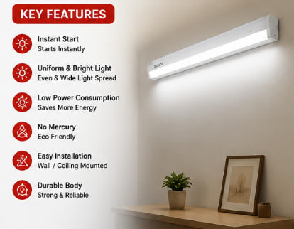 Surya 20W LED Tubelight – Bright White, Energy Saving