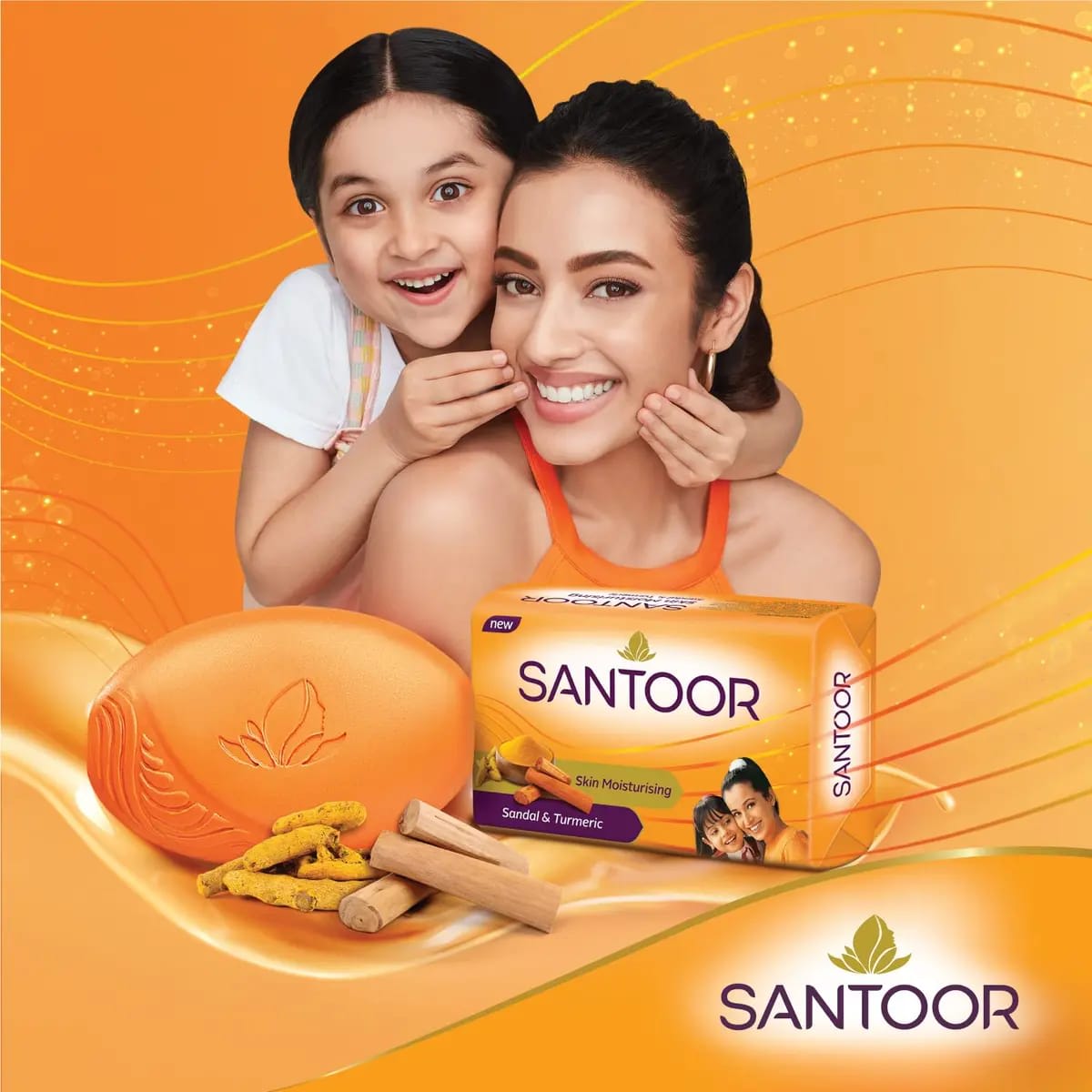 Santoor Sandal & Turmeric Bathing Soap – Pack of 4 | 100 g Each