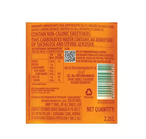 Mirinda Orange Soft Drink -2.25 L