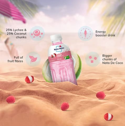 Mogu Mogu Lychee Fruit Drink with Nata De Coco