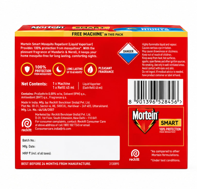 Mortein Smart Mosquito Repellent Machine + Refill, 45 ml (1 Machine + 1 Refill)