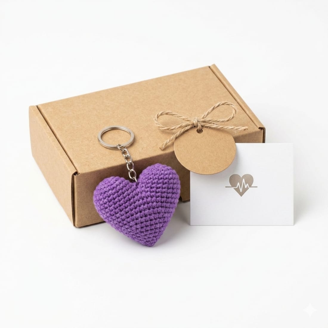 Purple Heart Crochet Keychain