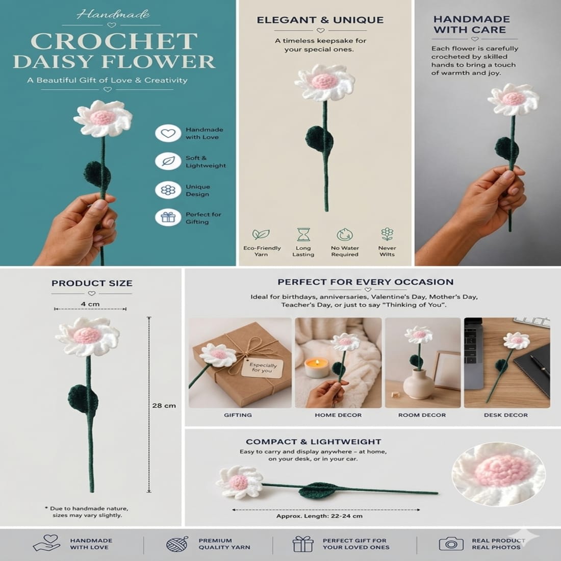 Pink Daisy — Crochet Flower