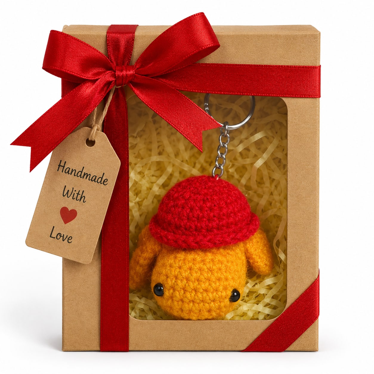 Handmade Crochet Yellow Turtle Keychain