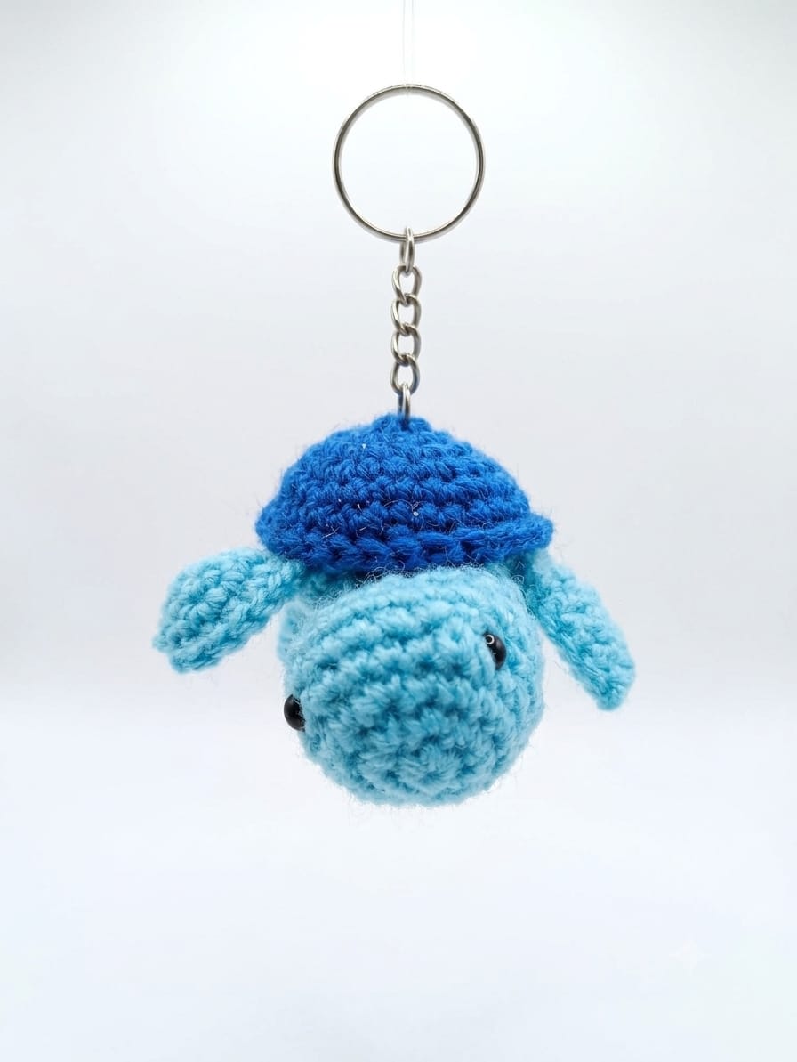 handmade crochet turtle keychain