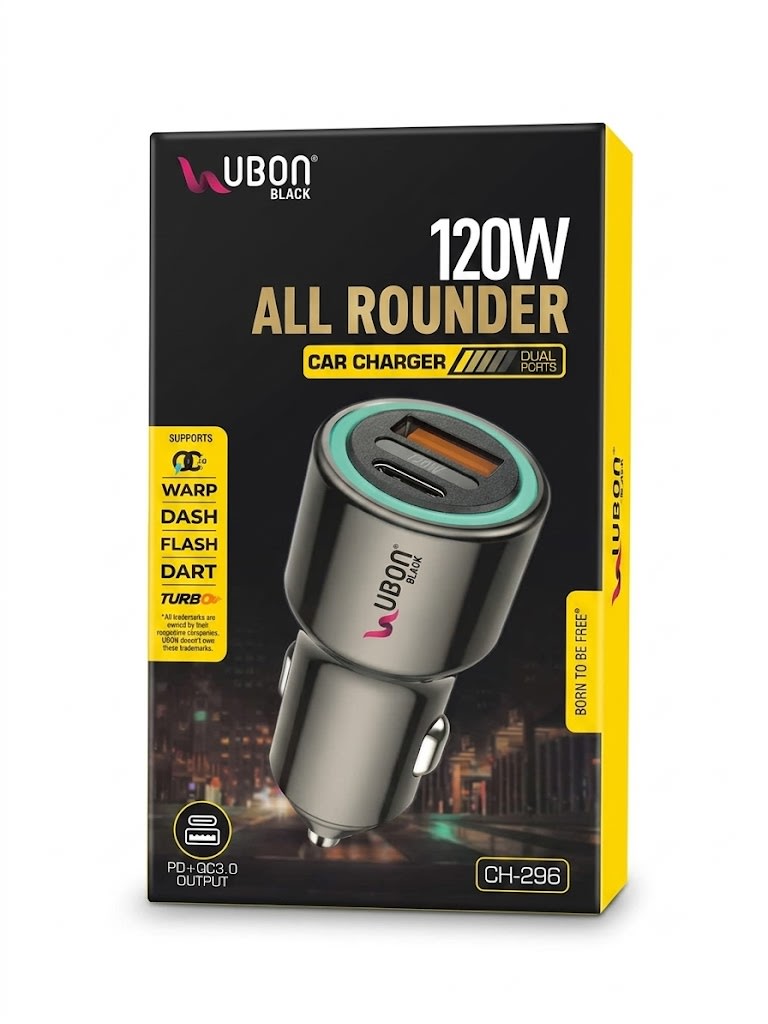 UBON Black CH-296 120W All Rounder Car Charger