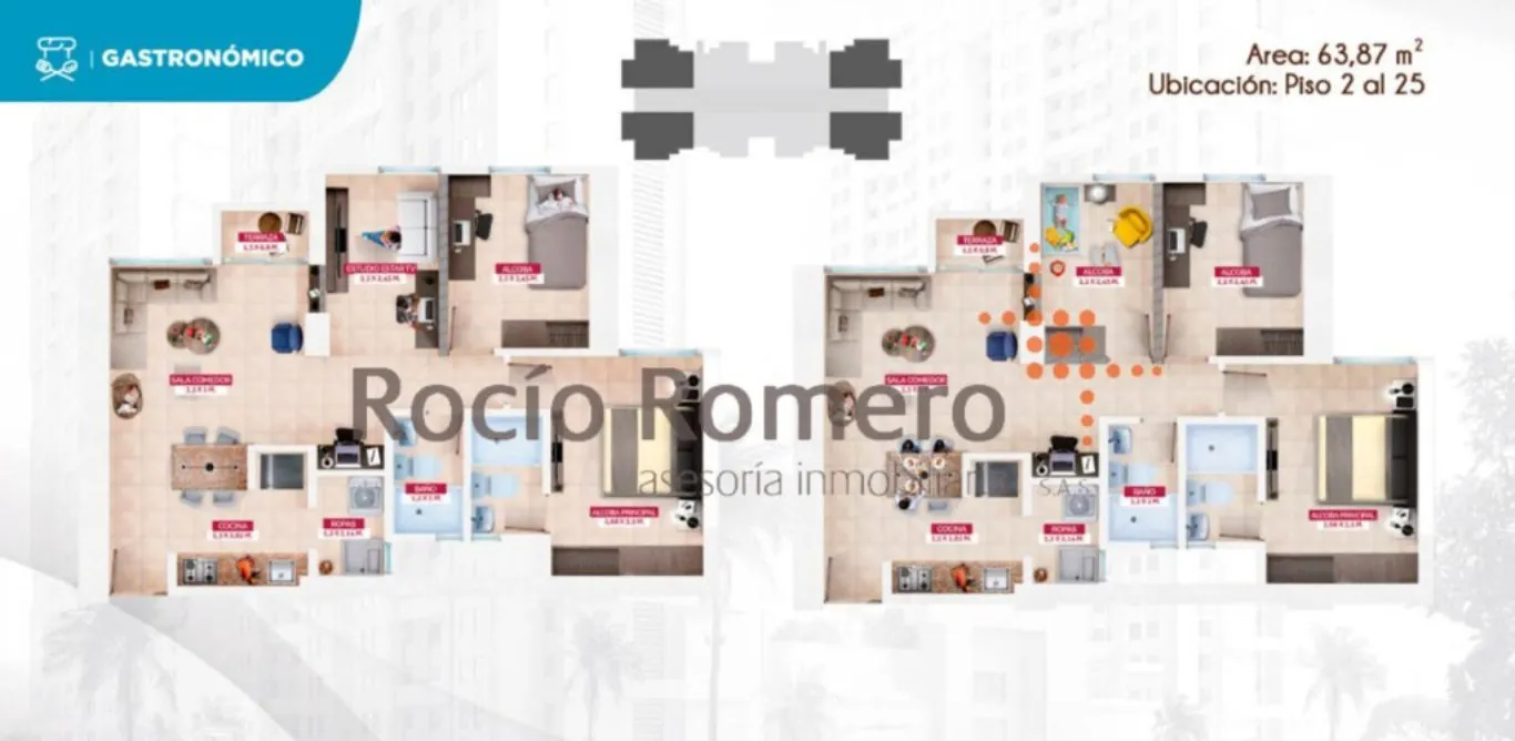 #1378 - Apartamento en Los Patios en venta de 63.87m², 3 habitaciones y 1 parqueadero - 2