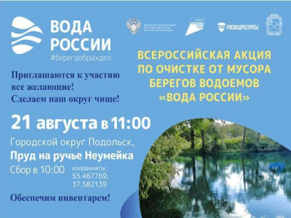 Очистка берега пруда в Подольске