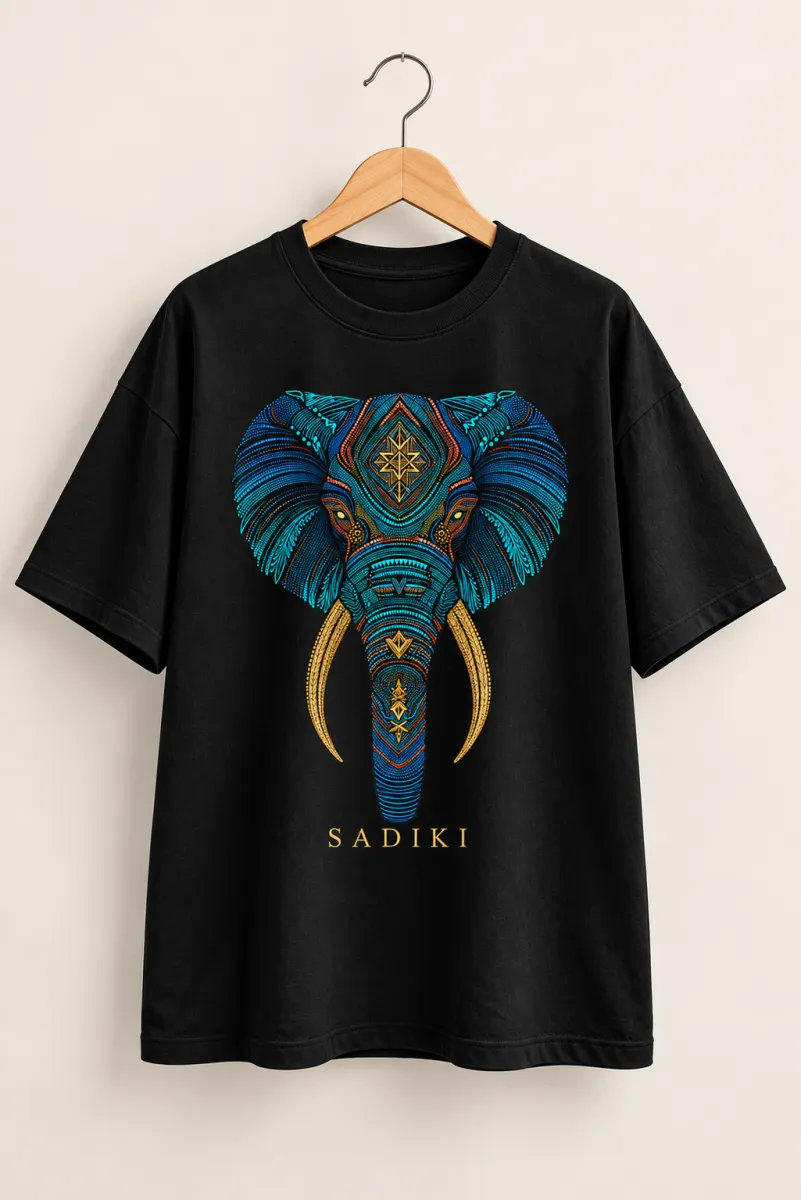 Sadiki Elephant Oversized T-Shirt - Black view 3