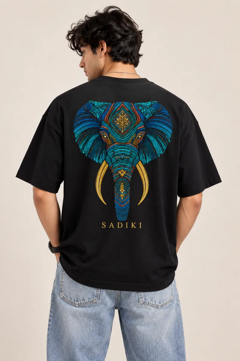 Sadiki Elephant Oversized T-Shirt - Black view 1