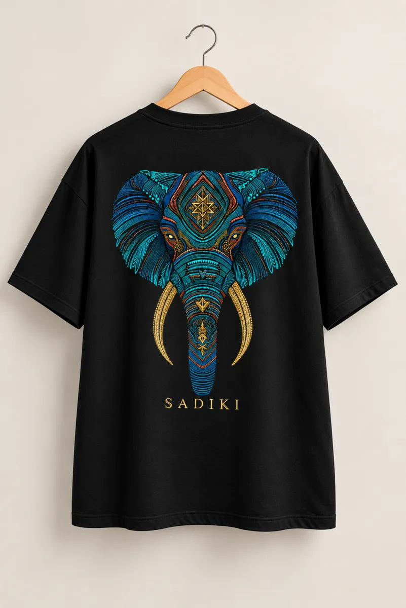 Sadiki Elephant Oversized T-Shirt - Black view 4
