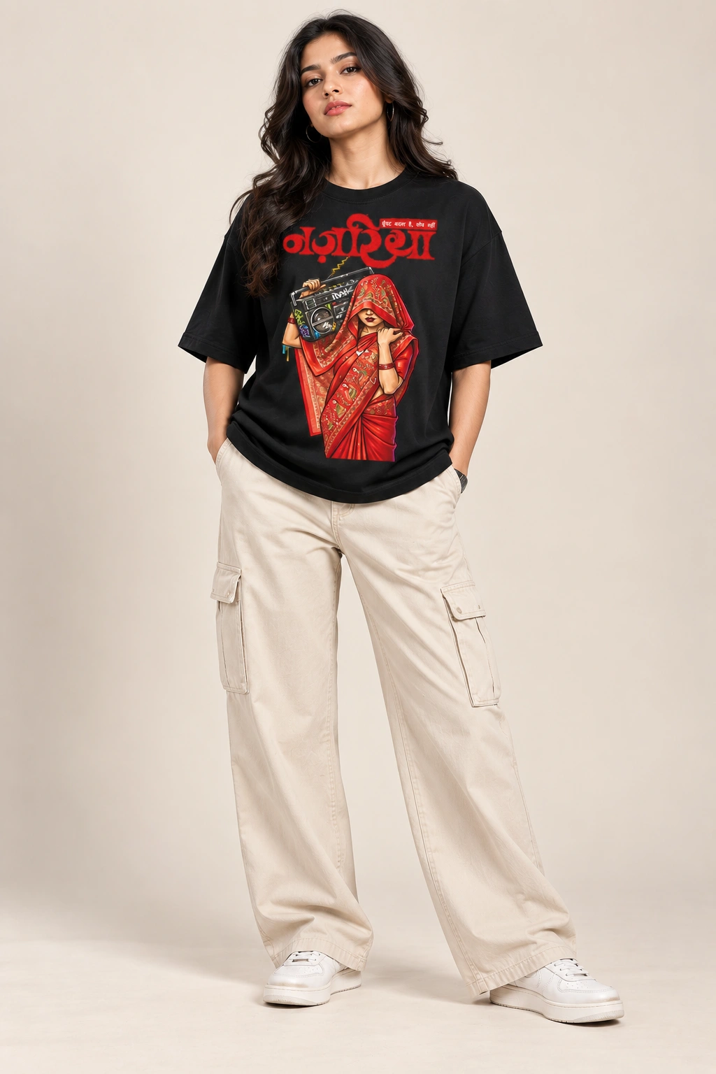 Nagriksha Street Queen Oversized T-Shirt - Black