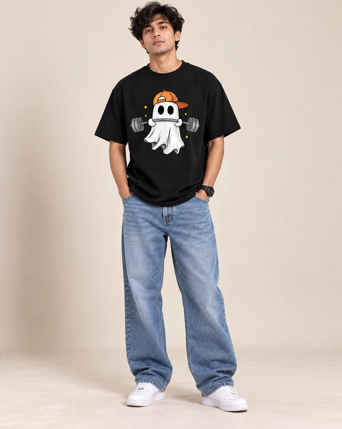 Ghost Gains Oversized T-Shirt - Black